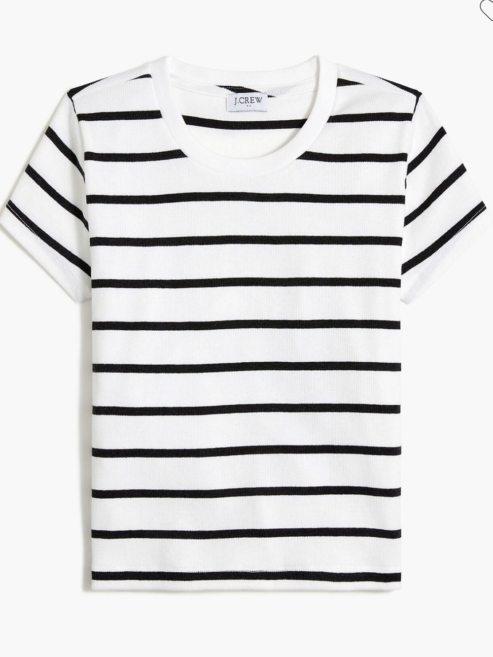 NWT J. Crew Ribbed, Cropped White & Black Striped Tee, M